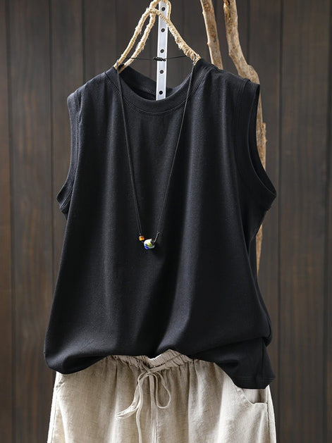 Relaxed Cotton O-Neck Summer Tee