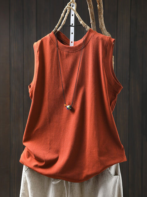 Relaxed Cotton O-Neck Summer Tee