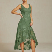 Floral Chiffon Evening Gown – Asymmetrical Hem