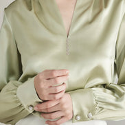 Rhinestone Buttons Silk Blouse