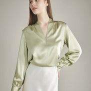Rhinestone Buttons Silk Blouse