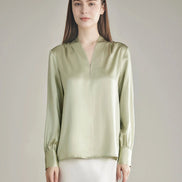 Rhinestone Buttons Silk Blouse