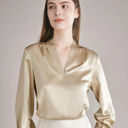 Rhinestone Buttons Silk Blouse