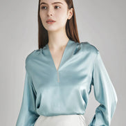 Rhinestone Buttons Silk Blouse