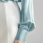 Rhinestone Buttons Silk Blouse