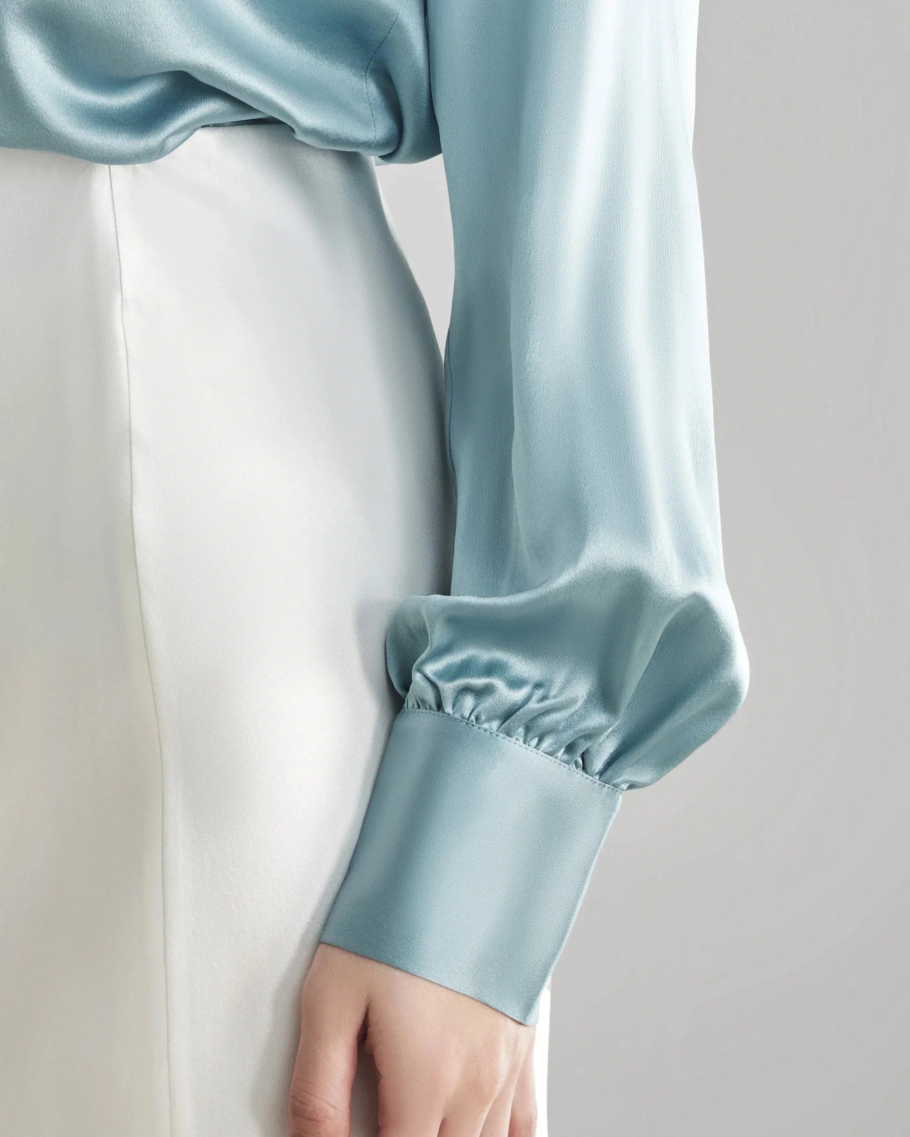 Rhinestone Buttons Silk Blouse