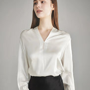 Rhinestone Buttons Silk Blouse