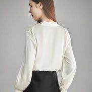 Rhinestone Buttons Silk Blouse