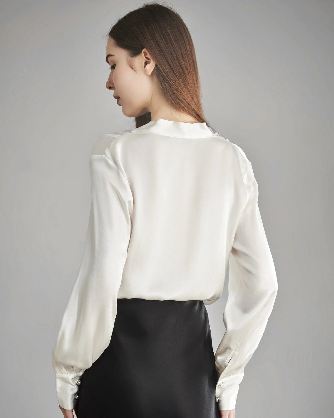 Women's Rhinestone Buttons Silk Blouse