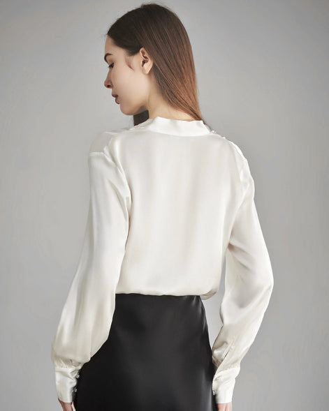 Rhinestone Buttons Silk Blouse