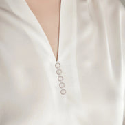Rhinestone Buttons Silk Blouse