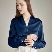 Rhinestone Buttons Silk Blouse