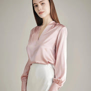 Rhinestone Buttons Silk Blouse
