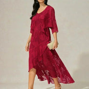 Floral Chiffon Evening Gown – Asymmetrical Hem