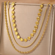 3 PCS Geometric Sunburst & Chain Necklace Set