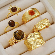 6 PCS Vintage Tiger Eye Ring Set