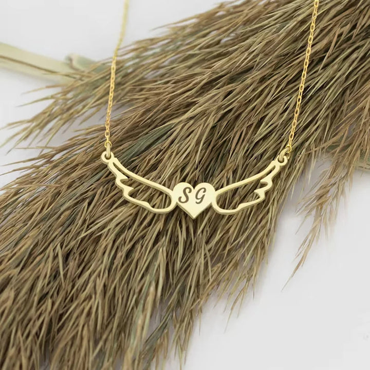Angel Wing Initial Necklace