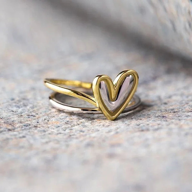 Double Hollow Heart Ring