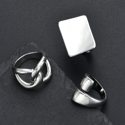 3 PCS Bold Statement Gold Ring Set
