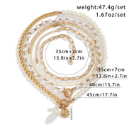 5 PCS Pearl & Chain Layered Necklace Set