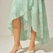 Floral Chiffon Evening Gown – Asymmetrical Hem