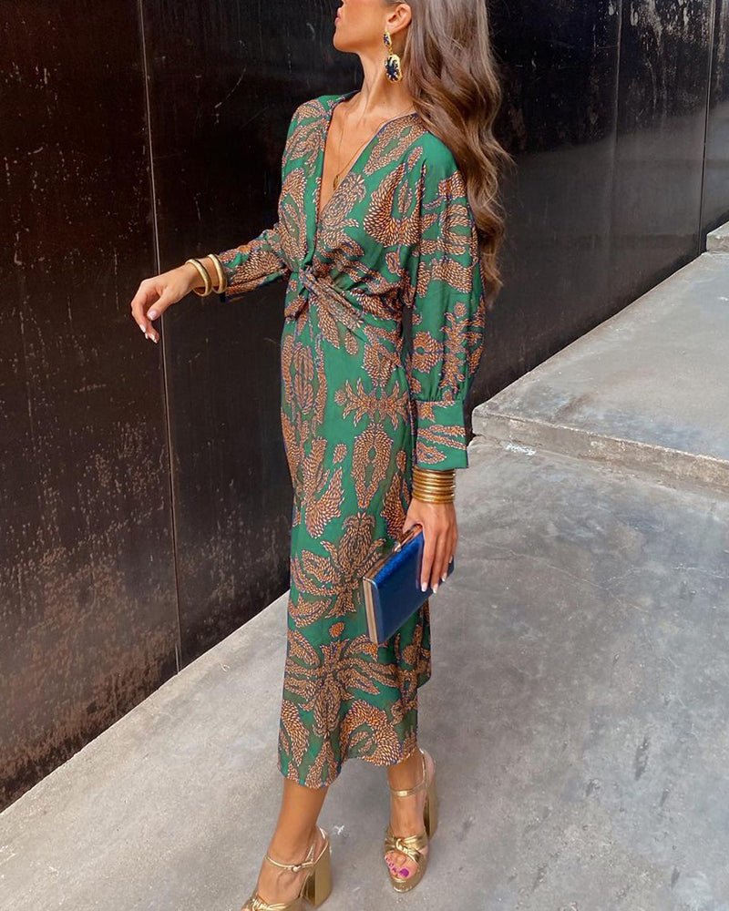 Isadora Elegant Floral Print Midi Dress