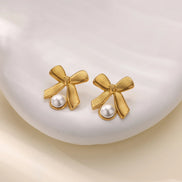 Bowknot Pearl Earrings