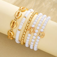 6 PCS Boho Starfish & Shell Beaded Bracelet Set