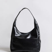Everyday BB leather bucket bag in black, front view