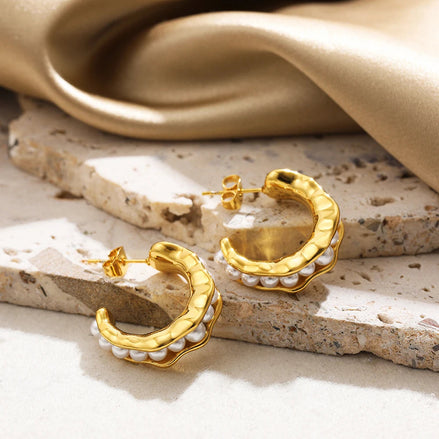Circle Pearl Hoop Earrings