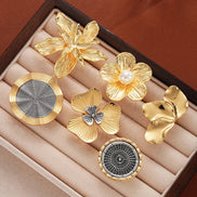 6 PCS Oversized Floral & Abstract Ring Set