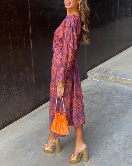 Isadora Elegant Floral Print Midi Dress