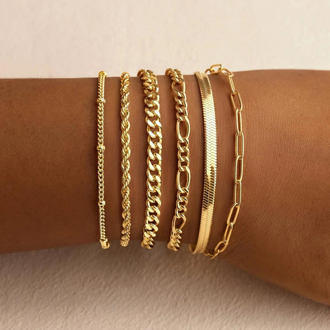 Dainty Link Chain Bracelet Set