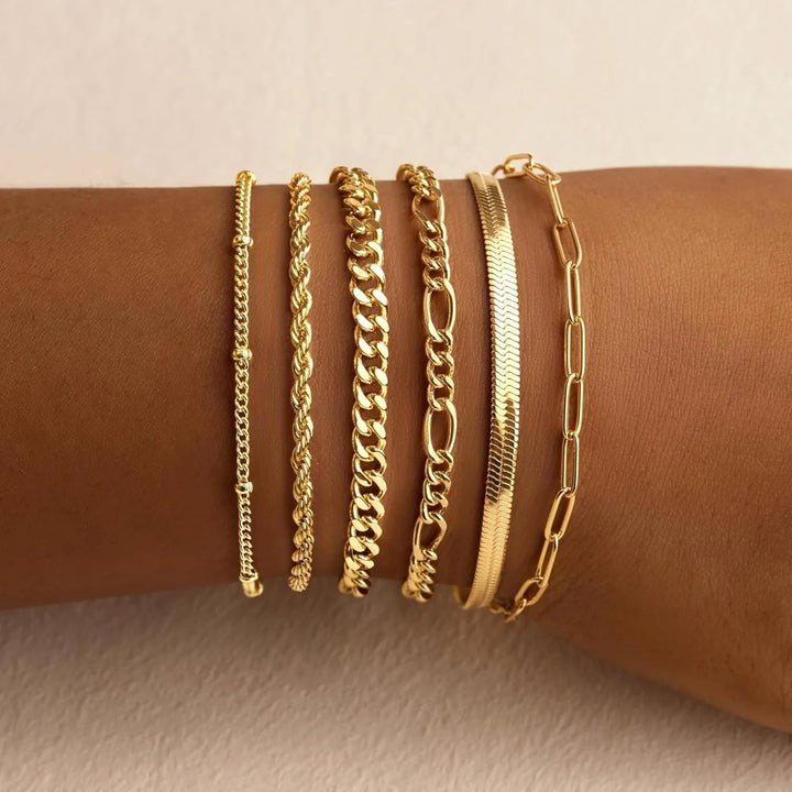 Dainty Link Chain Bracelet Set
