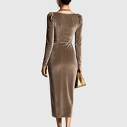 Eadoline Elegant Pleated Midi Dress
