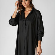 Oversized Lapel Button Shirt Dress