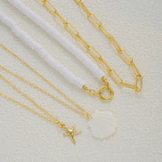 4 PCS Starfish & Shell Layered Necklace Set