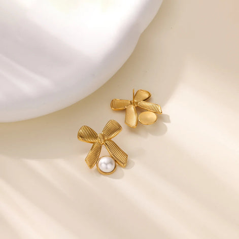 Bowknot Pearl Earrings