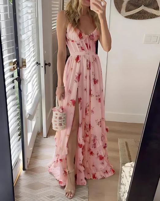 Lace Floral Midi Dress