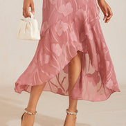 Floral Chiffon Evening Gown – Asymmetrical Hem