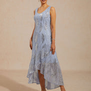 High-low hemline on sequin A-line maxi dress