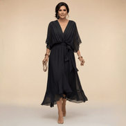 Nica Elegant V-Neck Chiffon Dress