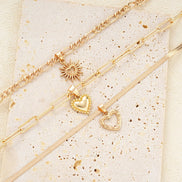 3 PCS Boho Heart Pendant Necklace Set