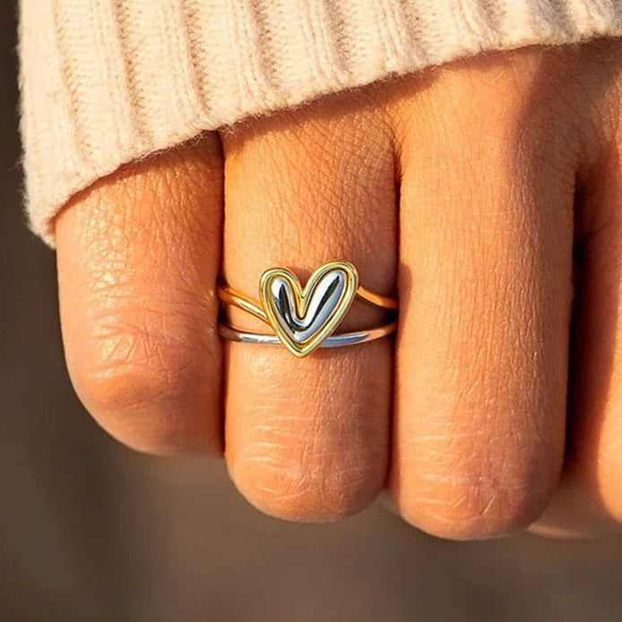 Double Hollow Heart Ring