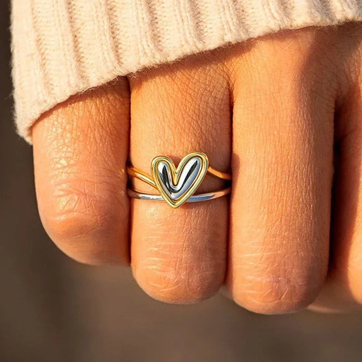 Double Hollow Heart Ring