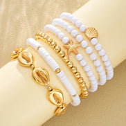 6 PCS Boho Starfish & Shell Beaded Bracelet Set