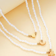 3 PCS Layered Pearl & Charm Necklace Set