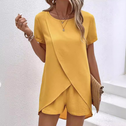 Amalia Summer Co-ord Set – Wrap Top & Shorts