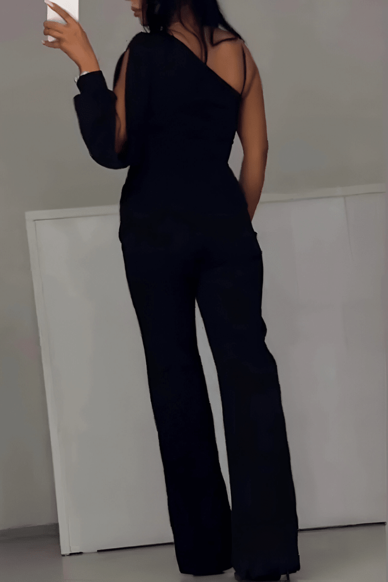 Athenea One-Shoulder Glitter Jumpsuit