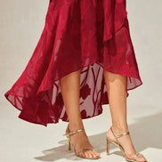 Floral Chiffon Evening Gown – Asymmetrical Hem